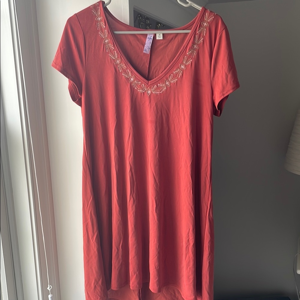 Embroidered Red Women's Top